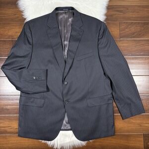 Cremieux Mens Size 48 R Loro Piana Wool Denver Blazer Jacket Navy Blue Pinstripe